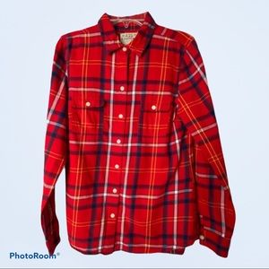 Old Navy Ladies Flannel Plaid XS Button Down Red/Blue/White Shirt